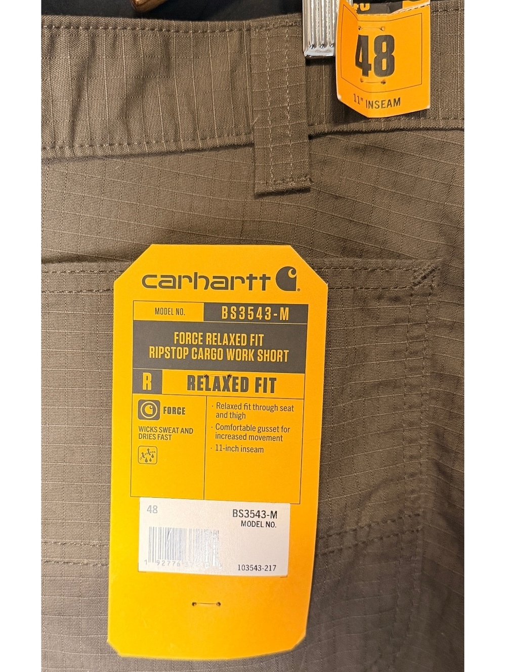 Carhartt BS3543-M Force Relaxed Ripstop Cargo Work Short NEW - Picture 4 of 4